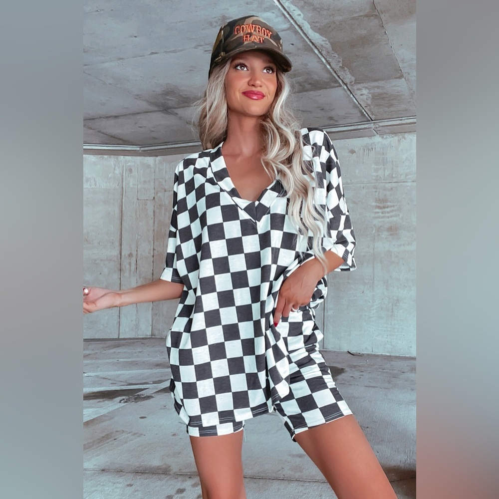 Jade checkered shorts set